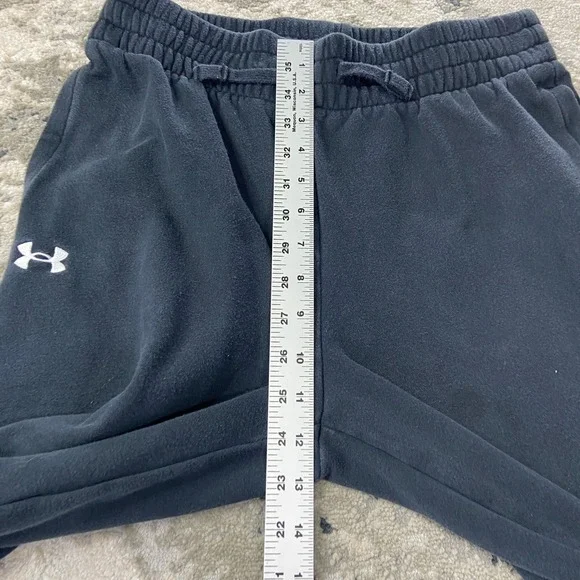 Under Armour Baggy Sweatpants Small Black Fleece Lined Drawstring Flat Front - Picture 7 of 9